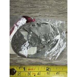 SEAGULL PEWTER LOG CABIN Christmas Ornament Nos Etain Zinn Canada